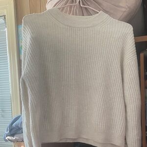 H&M White Ribbed Crew Neck Sweater
